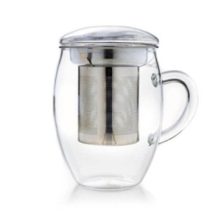 Caneca de Vidro Teaglass com Infusor de Inox - 400ml