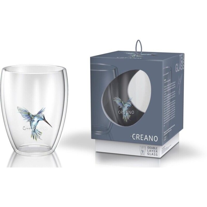 Vaso de vidrio doble Creano - Colibrí azul - Accesorios para té