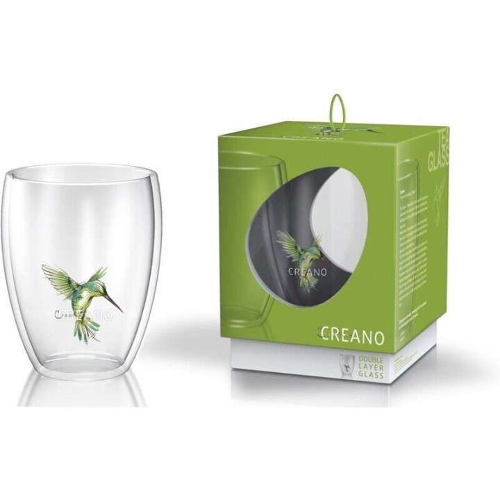 Vaso de vidrio doble Creano - Colibrí verde - Accesorios para té