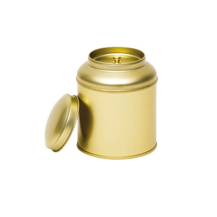 Lata dorada redonda con tapa - 100 g - Accesorios para té