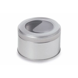 Lata redonda plateada con imán + tapa y visor - 15 g - Accesorios para té
