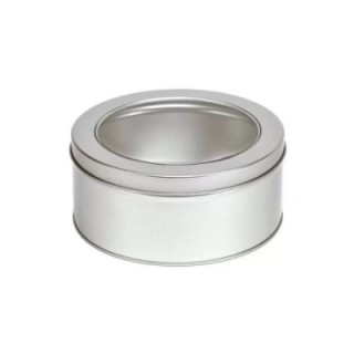 Lata Prateada Redonda com Tampa e Visor - 100grs