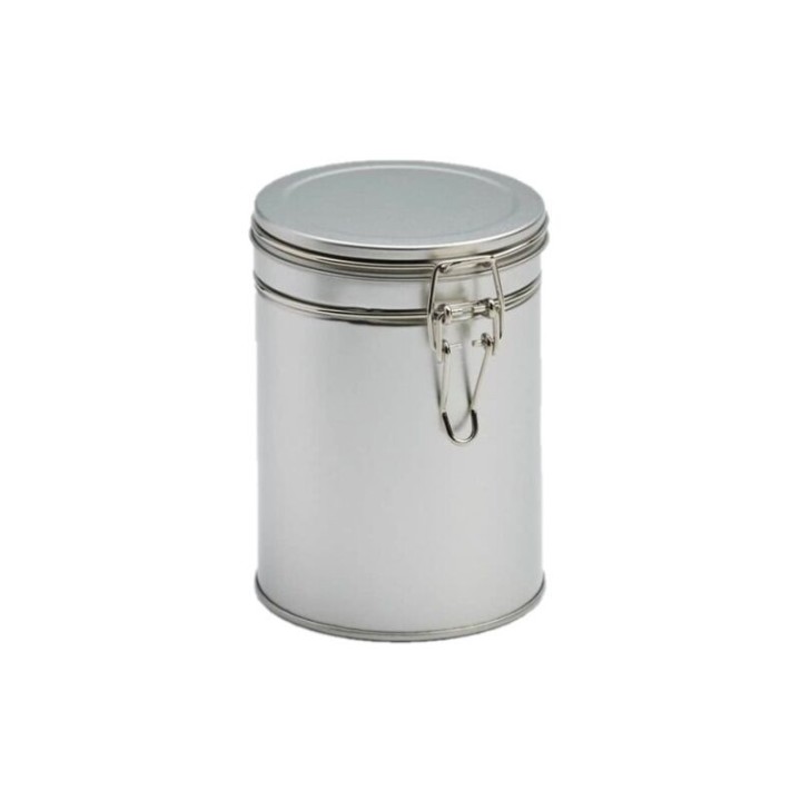 Lata redonda plateada con tapa hermética - 200 g - Accesorios para té