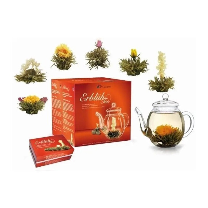 Conjunto Creano - Tetera de 500 ml + 6 flores de té - pack premium