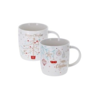Caneca de Porcelana Merry Chrsitmas Bolas - 340ml