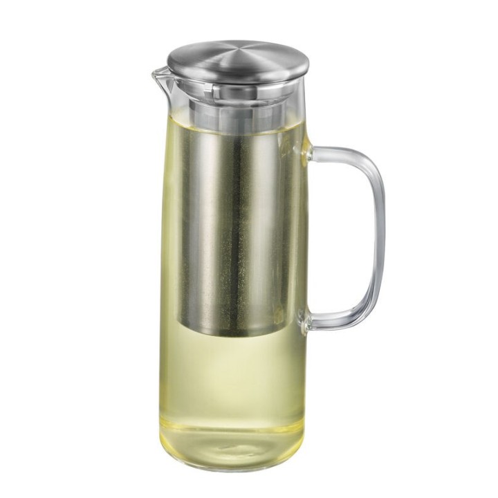 Jarra de vidrio para té helado con vaso de acero inoxidable - 1200 ml - Accesorios para té