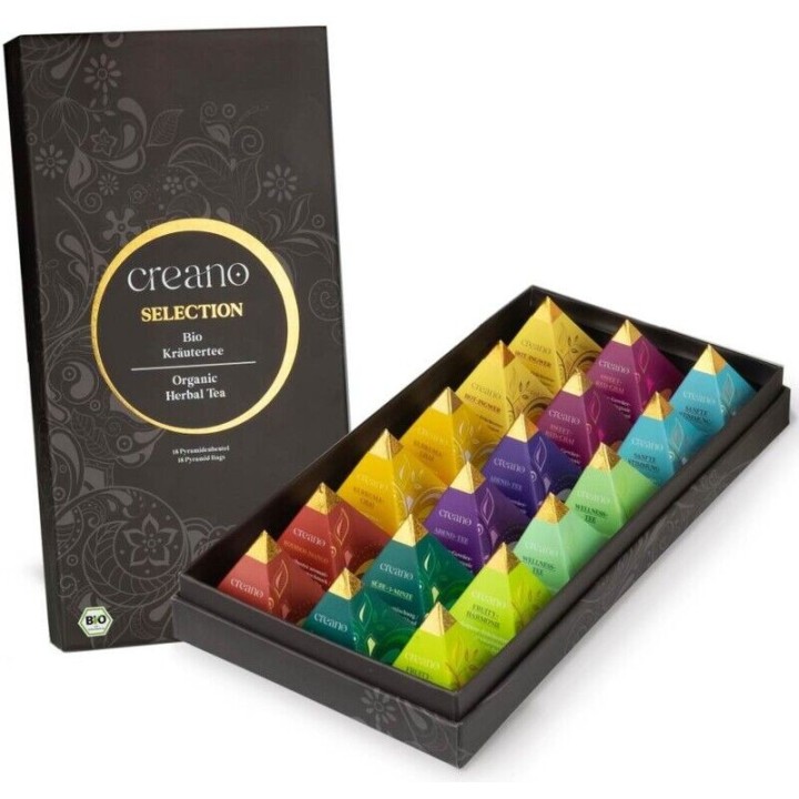 Caja de tés Creano Selection Box Bio - 18 pirámides - selección premium
