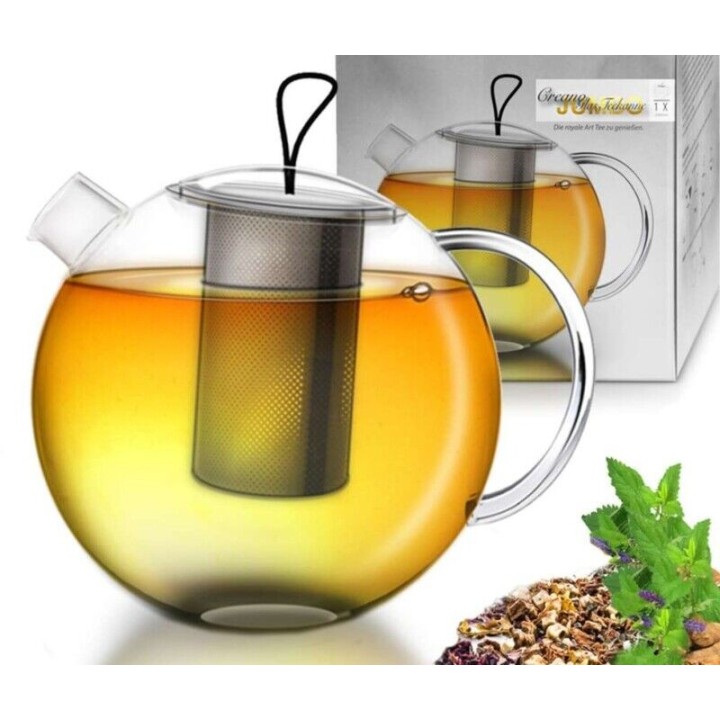 Tetera de vidrio Jumbo con infusor de acero inoxidable - 2 l - Accesorios para té
