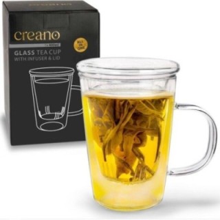 Caneca de Vidro Teaglass com Infusor de Vidro NOVO - 400ml