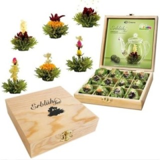 Caja Creano de madera - 12 flores de té verde - Aromatizado - pack premium