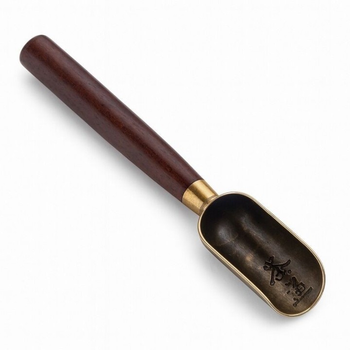 Cuchara dosificadora para té en latón y madera - Accesorios para el té