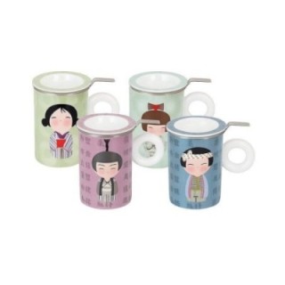 Caneca de Porcelana Hito Light Green - 300ml - Tampa + Infusor