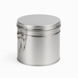 Lata redonda plateada con tapa hermética - 50 g