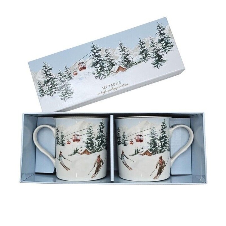 Caixa Winter Chalet com 2 Chávenas de Porcelana - 300ml