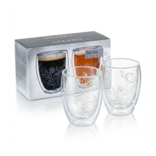 Vasos de vidrio doble Creano - Colección Floral - Caja con 2 unidades - Accesorios para té